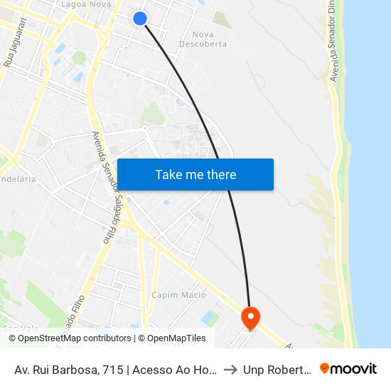 Av. Rui Barbosa, 715 | Acesso Ao Hospital Do Coração to Unp Roberto Freire map