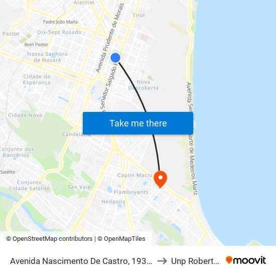 Avenida Nascimento De Castro, 1933a | Brasa's Food to Unp Roberto Freire map