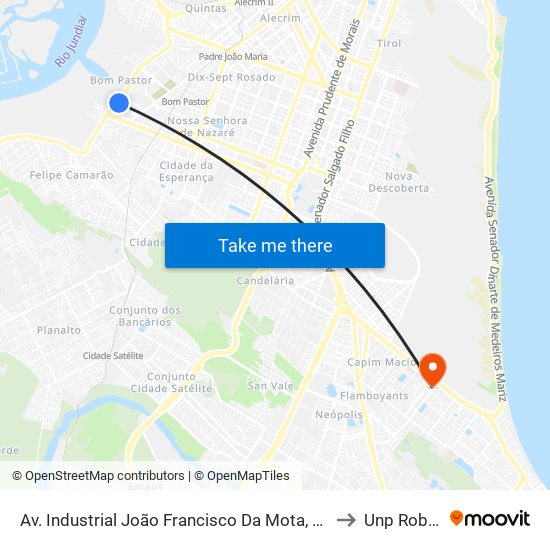 Av. Industrial João Francisco Da Mota, 3820 | Núcleo Espírita Irmã Scheilla to Unp Roberto Freire map