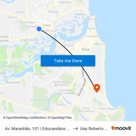 Av. Maranhão, 101 | Educandário Amarante to Unp Roberto Freire map