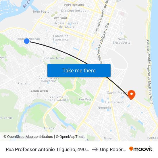 Rua Professor Antônio Trigueiro, 490 | Fundação Bradesco to Unp Roberto Freire map