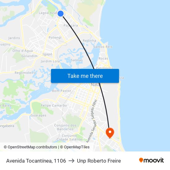 Avenida Tocantínea, 1106 to Unp Roberto Freire map