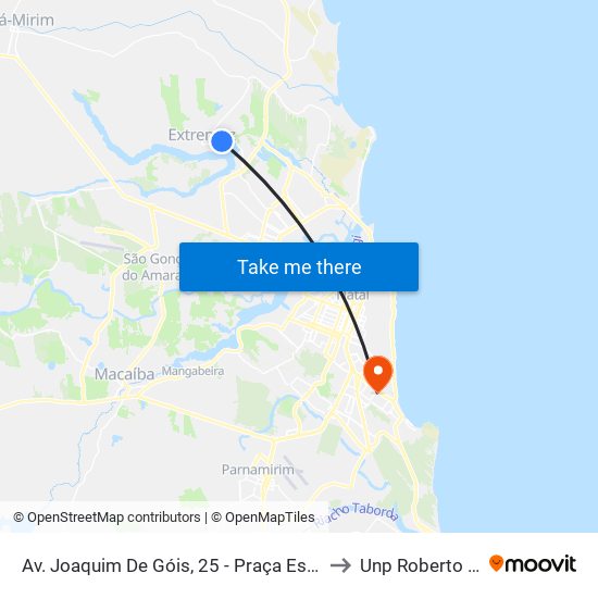 Av. Joaquim De Góis, 25 - Praça Estrela Do Mar to Unp Roberto Freire map