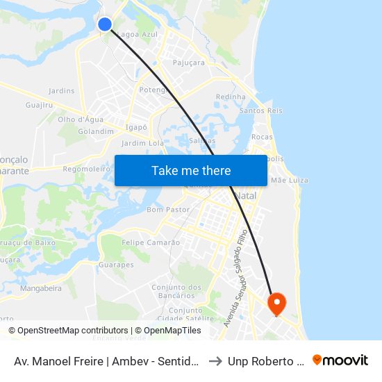 Av. Manoel Freire | Ambev - Sentido Extremoz to Unp Roberto Freire map