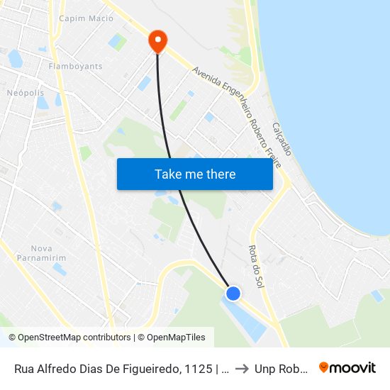 Rua Alfredo Dias De Figueiredo, 1125 | Spazzio Privilege Ponta Negra to Unp Roberto Freire map