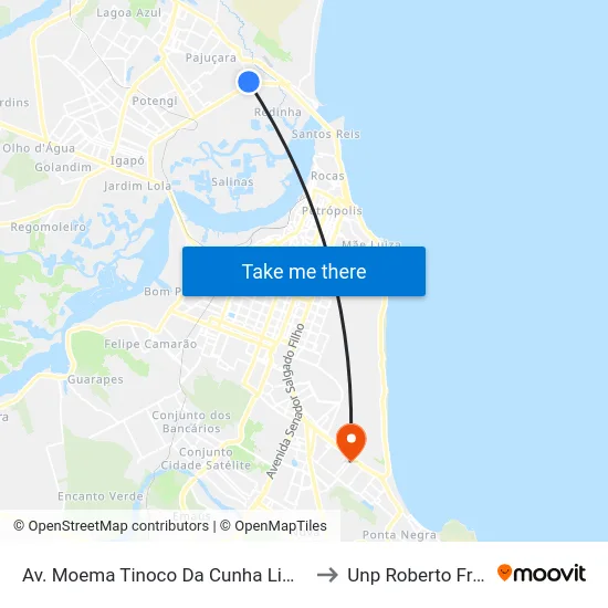 Av. Moema Tinoco Da Cunha Lima, 80 to Unp Roberto Freire map