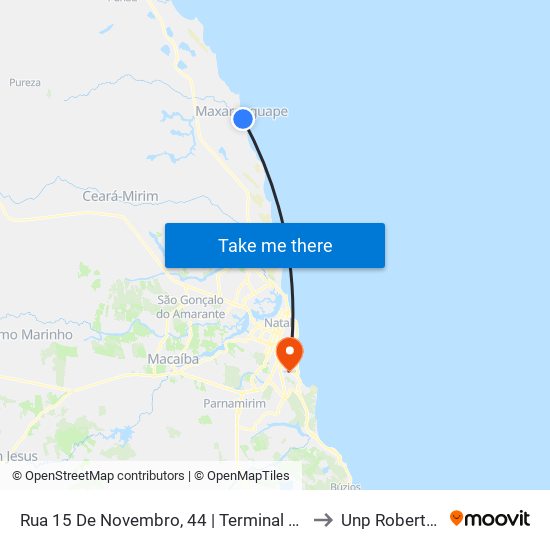 Rua 15 De Novembro, 44 | Terminal De Maxaranguape to Unp Roberto Freire map