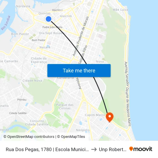 Rua Dos Pegas, 1780 | Escola Municipal Ferreira Itajubá to Unp Roberto Freire map