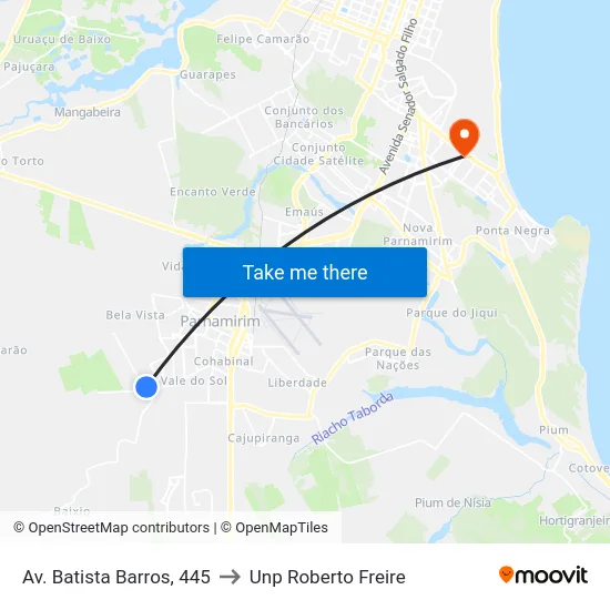 Av. Batista Barros, 445 to Unp Roberto Freire map