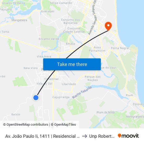 Av. João Paulo Ii, 1411 | Residencial Iderval Medeiros to Unp Roberto Freire map