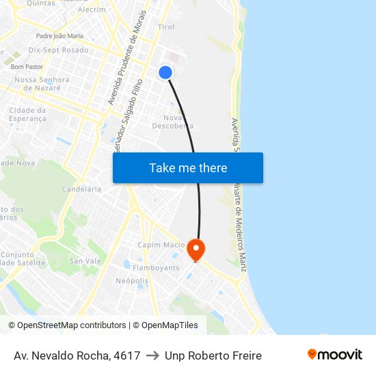 Av. Nevaldo Rocha, 4617 to Unp Roberto Freire map