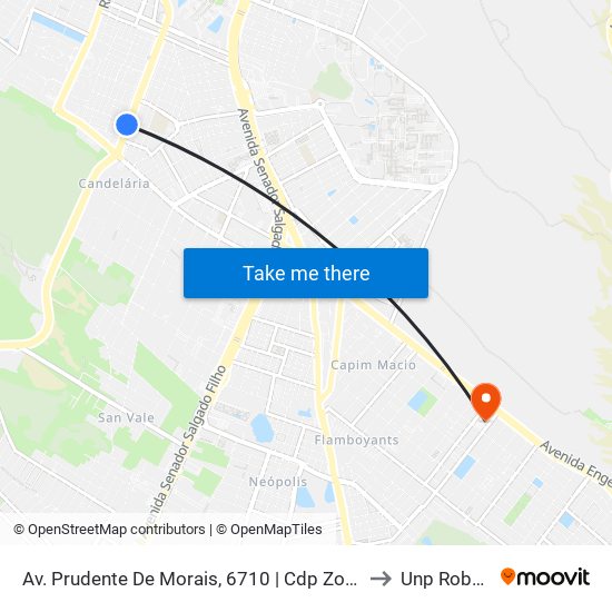 Av. Prudente De Morais, 6710 | Cdp Zona Sul / Caern - Reservatório R.6 to Unp Roberto Freire map