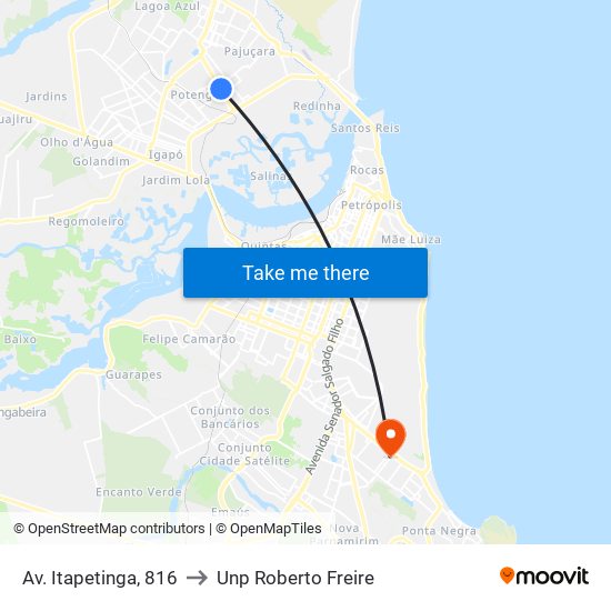 Av. Itapetinga, 816 to Unp Roberto Freire map