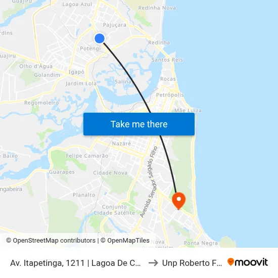 Av. Itapetinga, 1211 | Lagoa De Captação to Unp Roberto Freire map
