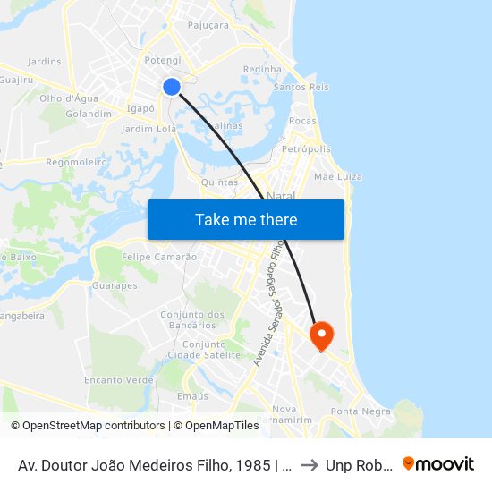 Av. Doutor João Medeiros Filho, 1985 | Policlínica Municipal Da Zona Norte to Unp Roberto Freire map