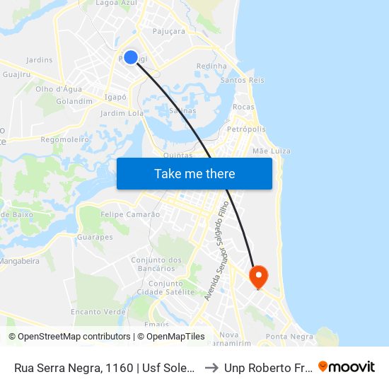 Rua Serra Negra, 1160 | Usf Soledade II to Unp Roberto Freire map
