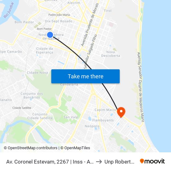 Av. Coronel Estevam, 2267 | Inss - Agência Nazaré to Unp Roberto Freire map
