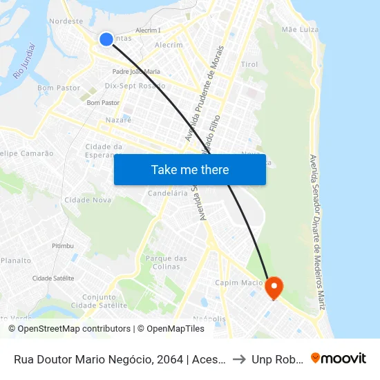 Rua Doutor Mario Negócio, 2064 | Acesso Ao Hospital Doutor Luiz Antônio to Unp Roberto Freire map