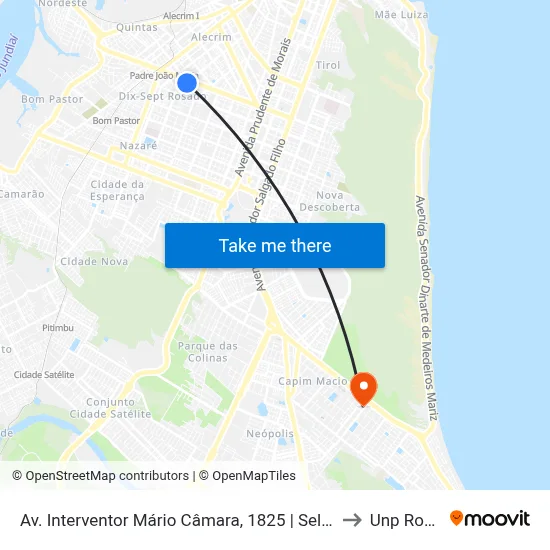 Av. Interventor Mário Câmara, 1825 | Self Service Nordestino / Av. Bernardo Vieira to Unp Roberto Freire map
