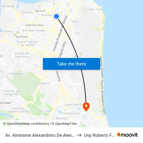 Av. Almirante Alexandrino De Alencar, 691 to Unp Roberto Freire map