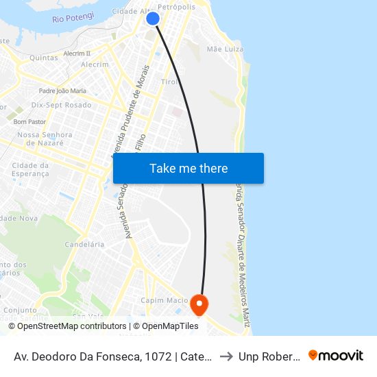 Av. Deodoro Da Fonseca, 1072 | Catedral (Intermunicipais) to Unp Roberto Freire map