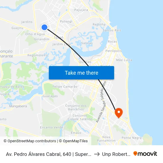 Av. Pedro Álvares Cabral, 640 | Supermercado Renascer to Unp Roberto Freire map
