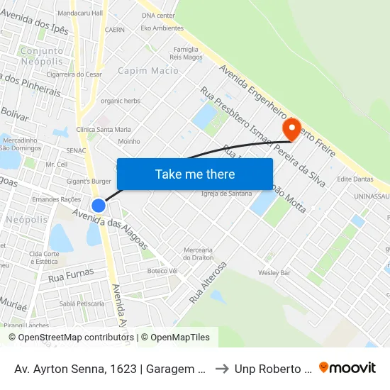 Av. Ayrton Senna, 1623 | Garagem Moto E Bike to Unp Roberto Freire map