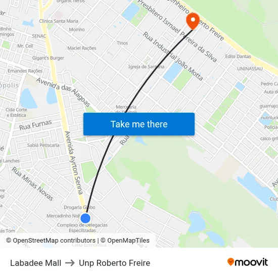 Labadee Mall to Unp Roberto Freire map