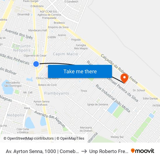 Av. Ayrton Senna, 1000 | Comebom to Unp Roberto Freire map