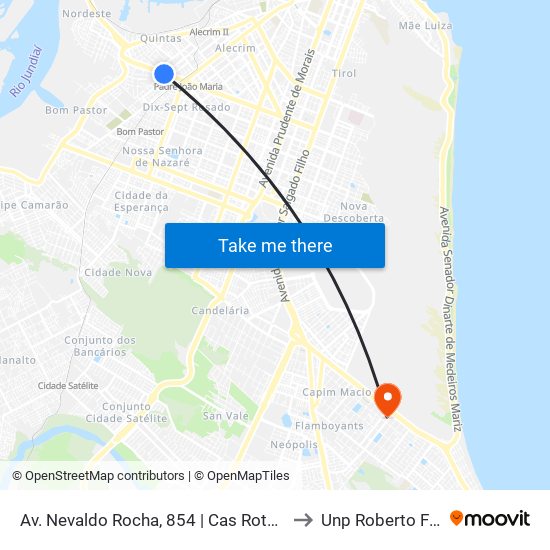 Av. Nevaldo Rocha, 854 | Cas Rotary Natal to Unp Roberto Freire map