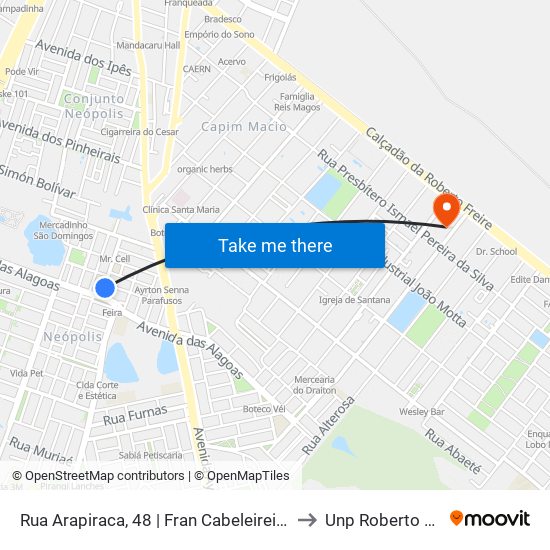 Rua Arapiraca, 48 | Fran Cabeleireiro Unisex to Unp Roberto Freire map