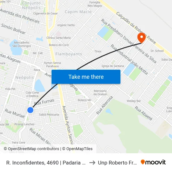 R. Inconfidentes, 4690 | Padaria Natal to Unp Roberto Freire map