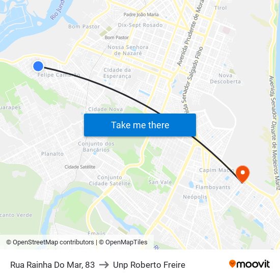 Rua Rainha Do Mar, 83 to Unp Roberto Freire map