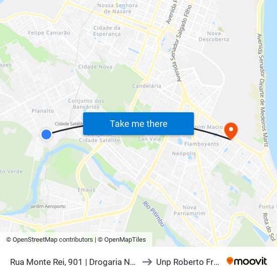 Rua Monte Rei, 901 | Drogaria Nobre to Unp Roberto Freire map