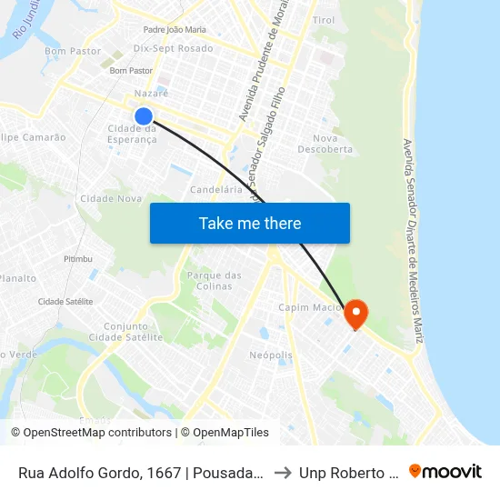 Rua Adolfo Gordo, 1667 | Pousada Esperança to Unp Roberto Freire map