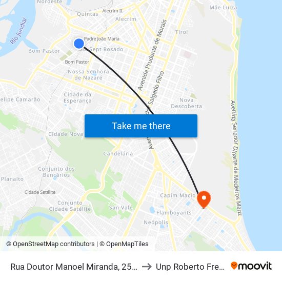 Rua Doutor Manoel Miranda, 2554 to Unp Roberto Freire map