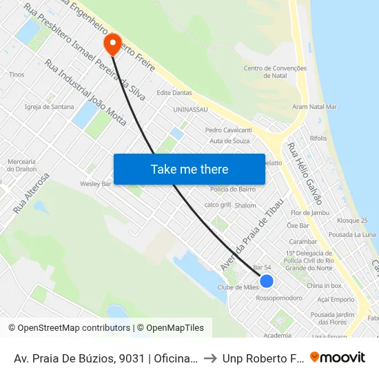 Av. Praia De Búzios, 9031 | Oficina Do Luiz to Unp Roberto Freire map