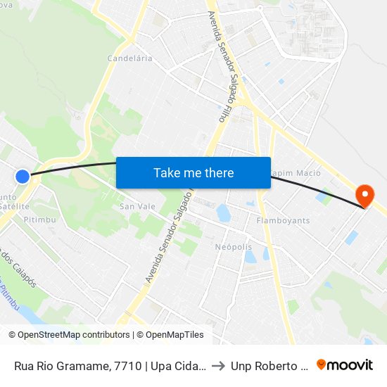 Rua Rio Gramame, 7710 | Upa Cidade Satélite to Unp Roberto Freire map