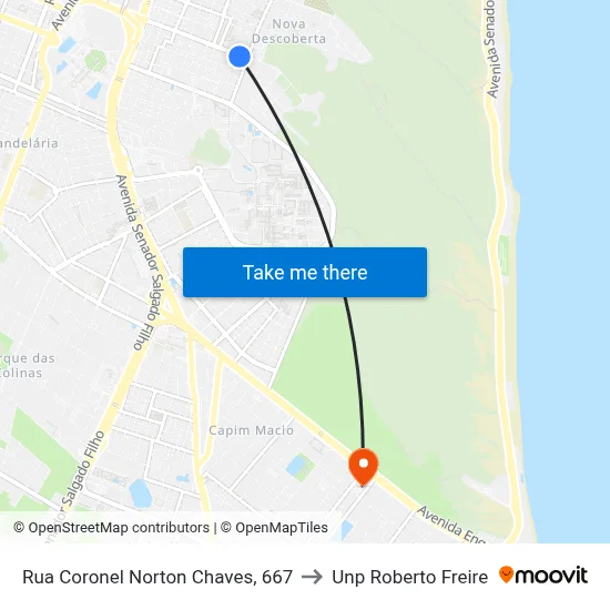 Rua  Coronel Norton Chaves, 667 to Unp Roberto Freire map