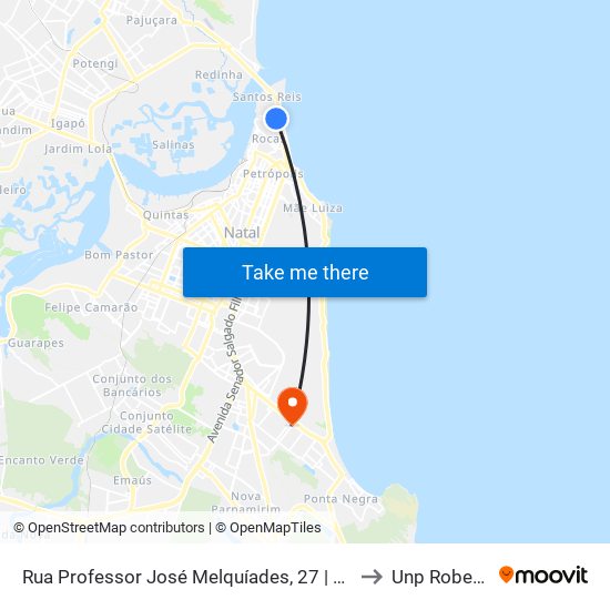 Rua Professor José Melquíades, 27 | Santos Reis / Ponte Nova to Unp Roberto Freire map