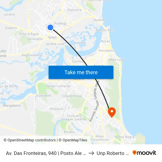 Av. Das Fronteiras, 940 | Posto Ale Interlagos to Unp Roberto Freire map