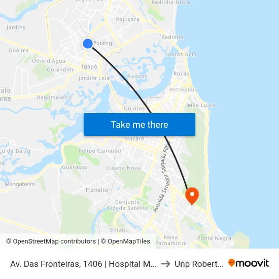 Av. Das Fronteiras, 1406 | Hospital Municipal Da Mulher to Unp Roberto Freire map