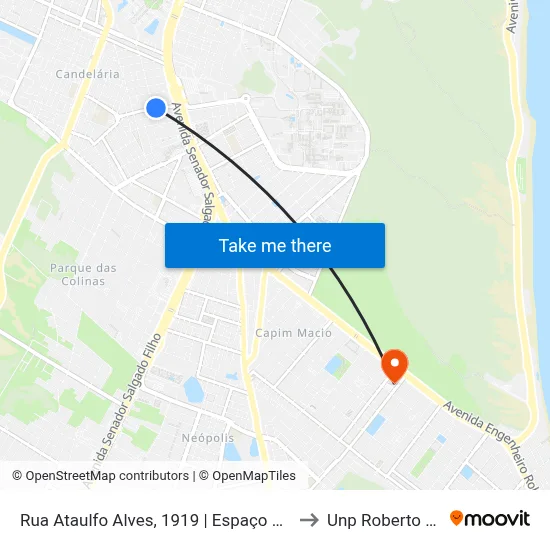 Rua Ataulfo Alves, 1919 | Espaço Candelária to Unp Roberto Freire map
