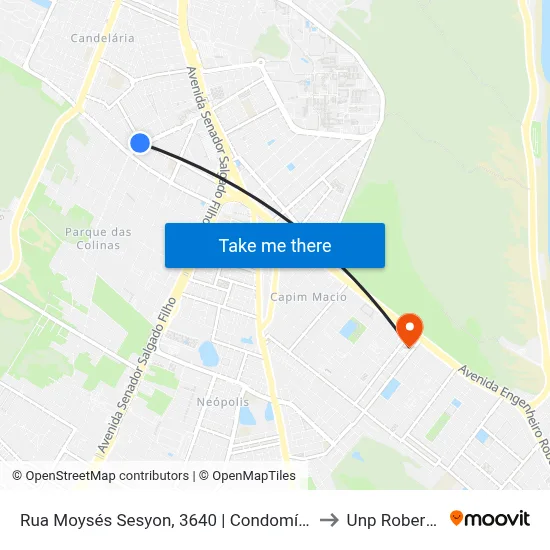 Rua Moysés Sesyon, 3640 | Condomínio Quatro Estações to Unp Roberto Freire map