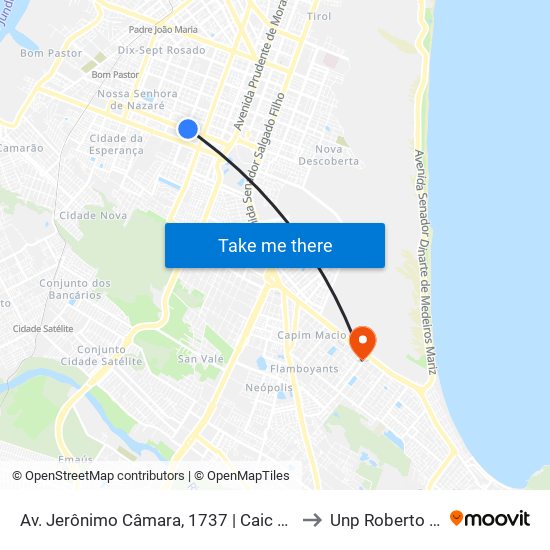 Av. Jerônimo Câmara, 1737 | Caic Lagoa Nova to Unp Roberto Freire map