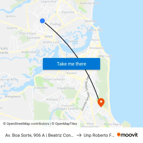 Av. Boa Sorte, 906 A | Beatriz Confecções to Unp Roberto Freire map