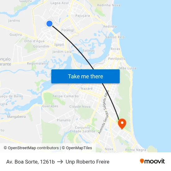 Av. Boa Sorte, 1261b to Unp Roberto Freire map