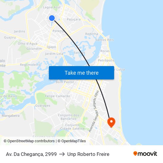 Av. Da Chegança, 2999 to Unp Roberto Freire map