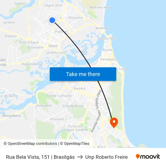 Rua Bela Vista, 151 | Brasilgás to Unp Roberto Freire map