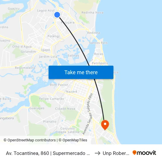 Av. Tocantínea, 860 | Supermercado Super Show Asa Norte to Unp Roberto Freire map